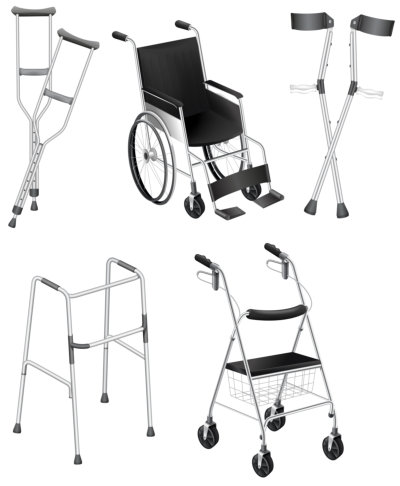 crutches and wheelchairs